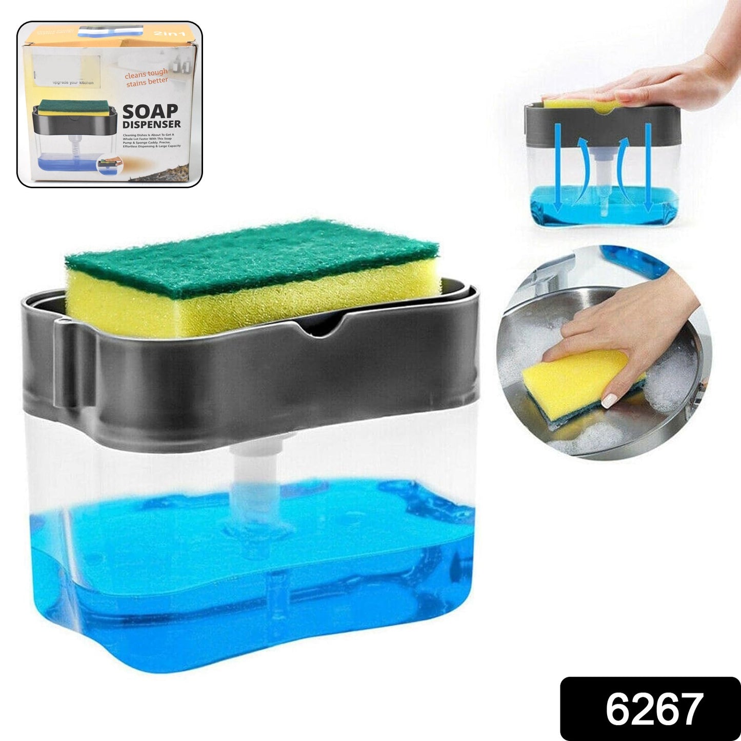 2 In 1 Soap Dispenser For Dishwasher Liquid Holder Liquid Dispenser Through Pump (1 Pc)